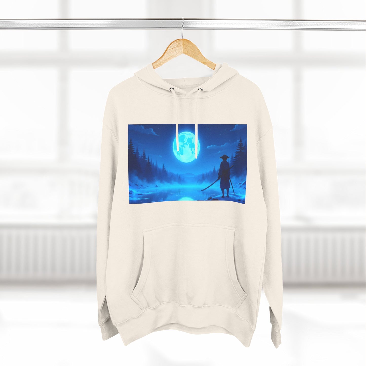 PeakChaosHQ - Moonlit Samurai Silhouette Fleece Hoodie