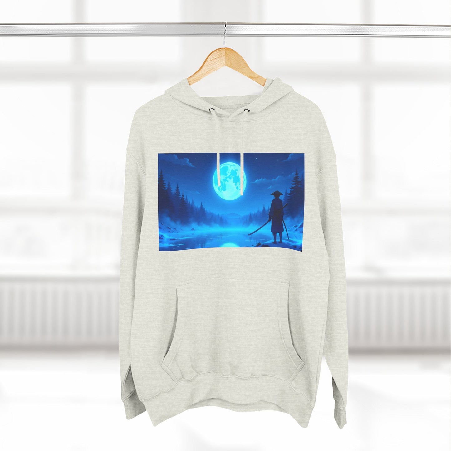 PeakChaosHQ - Moonlit Samurai Silhouette Fleece Hoodie