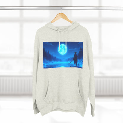 PeakChaosHQ - Moonlit Samurai Silhouette Fleece Hoodie