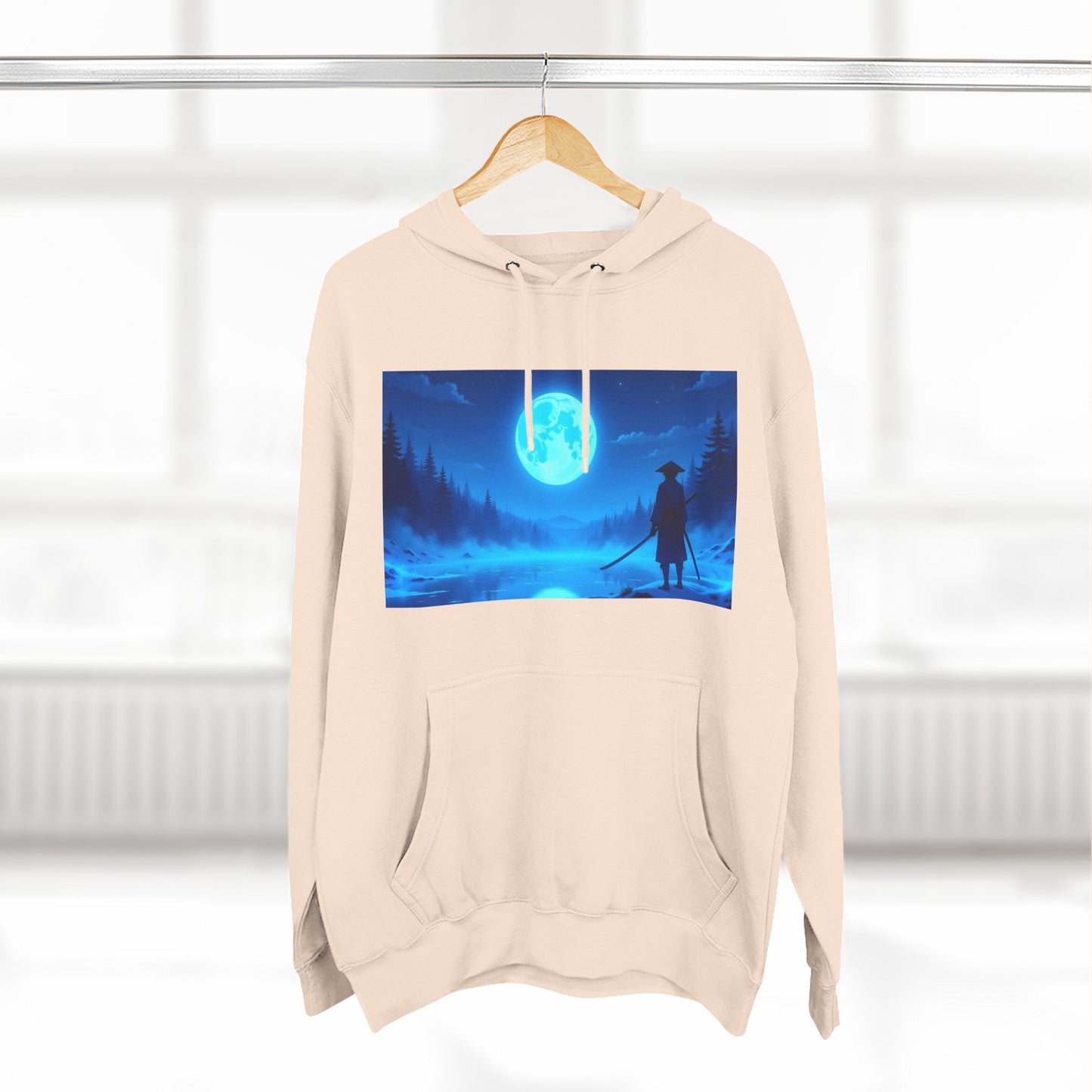 PeakChaosHQ - Moonlit Samurai Silhouette Fleece Hoodie