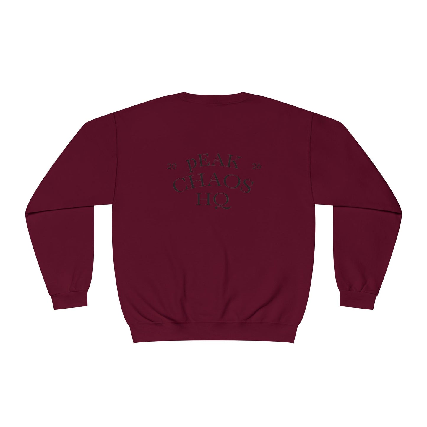 Peak Chaos Crewneck Sweatshirt — 'Peak Chaos Meets Clothing' Graphic