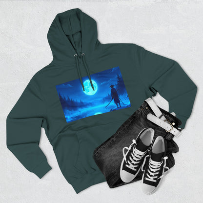 PeakChaosHQ - Moonlit Samurai Silhouette Fleece Hoodie