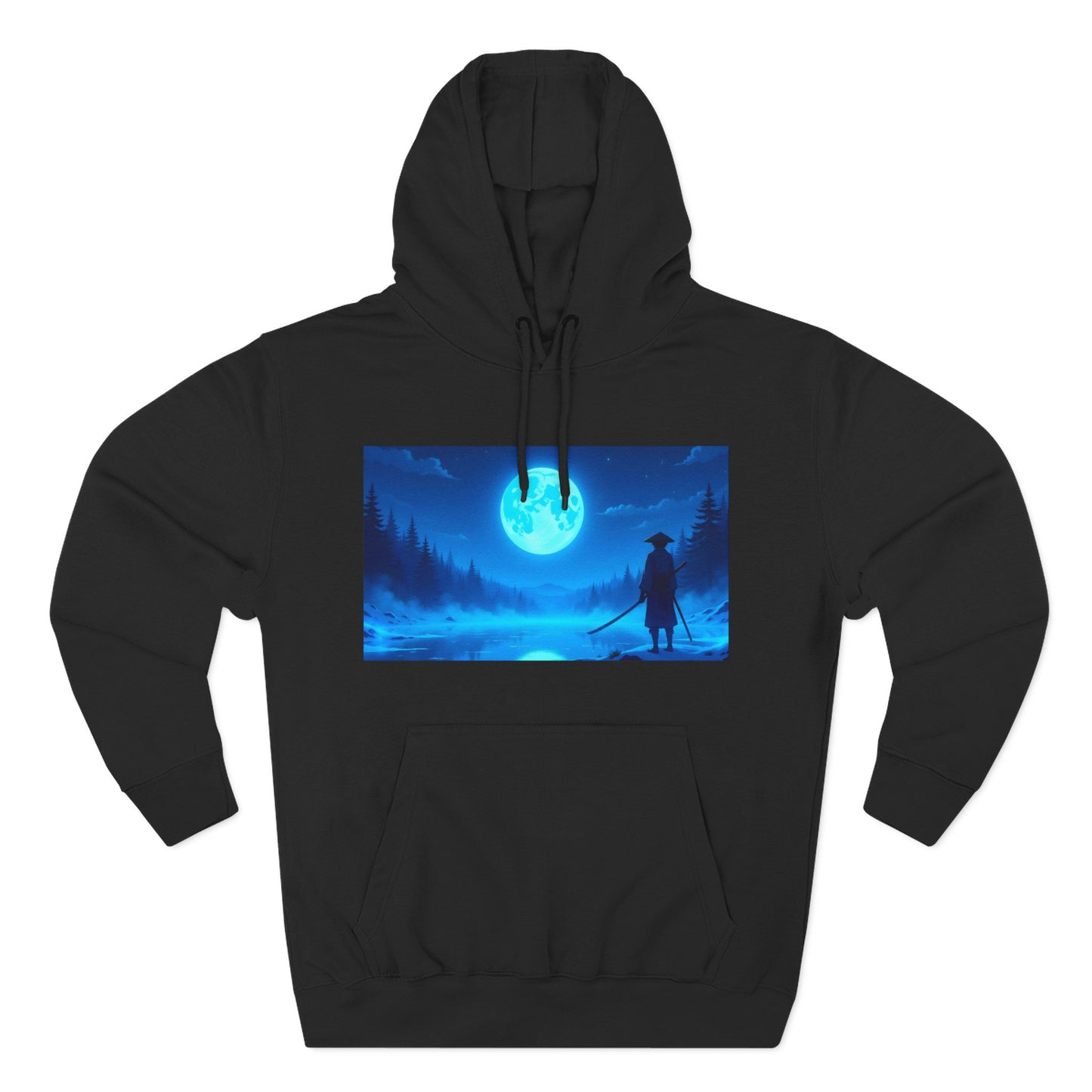 PeakChaosHQ - Moonlit Samurai Silhouette Fleece Hoodie