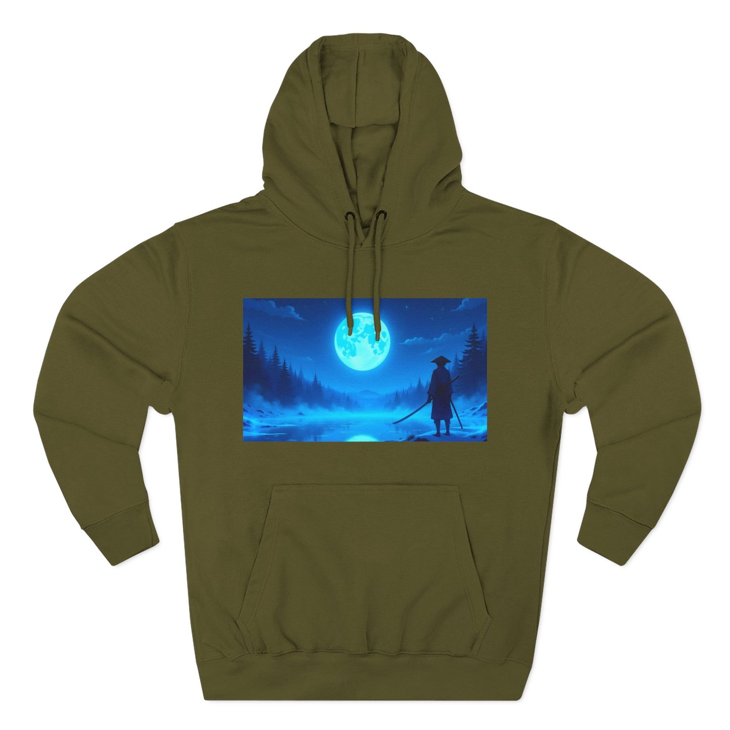 PeakChaosHQ - Moonlit Samurai Silhouette Fleece Hoodie