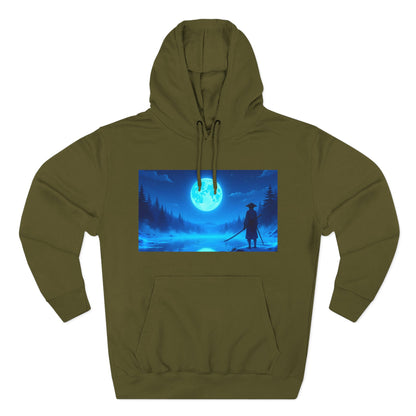 PeakChaosHQ - Moonlit Samurai Silhouette Fleece Hoodie