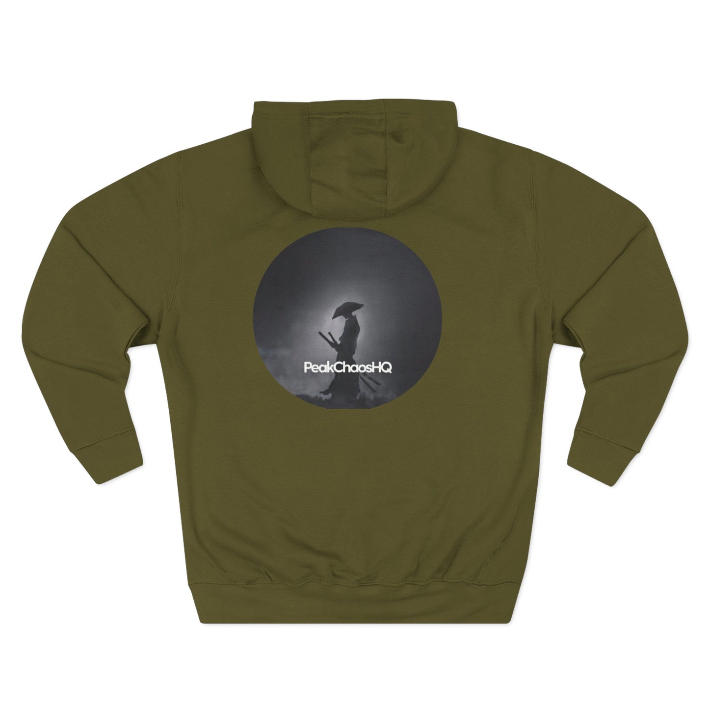 PeakChaosHQ - Moonlit Samurai Silhouette Fleece Hoodie
