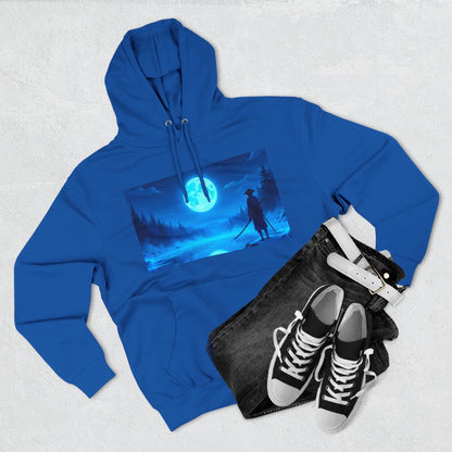 PeakChaosHQ - Moonlit Samurai Silhouette Fleece Hoodie
