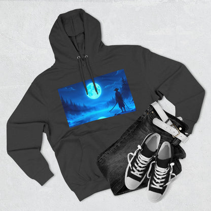 PeakChaosHQ - Moonlit Samurai Silhouette Fleece Hoodie