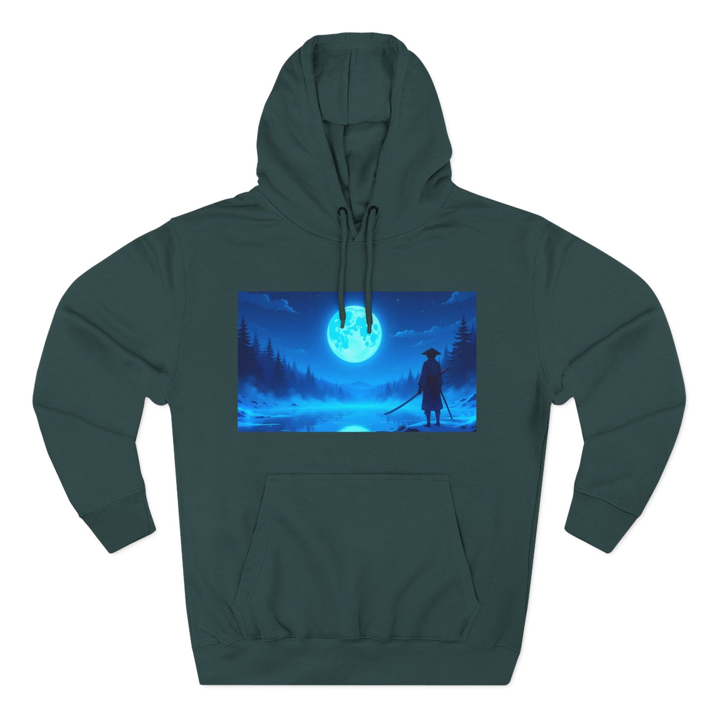 PeakChaosHQ - Moonlit Samurai Silhouette Fleece Hoodie