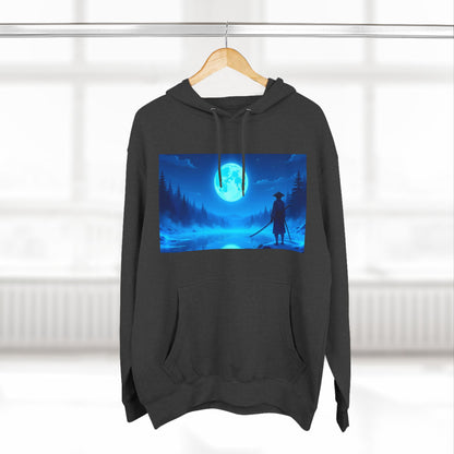 PeakChaosHQ - Moonlit Samurai Silhouette Fleece Hoodie
