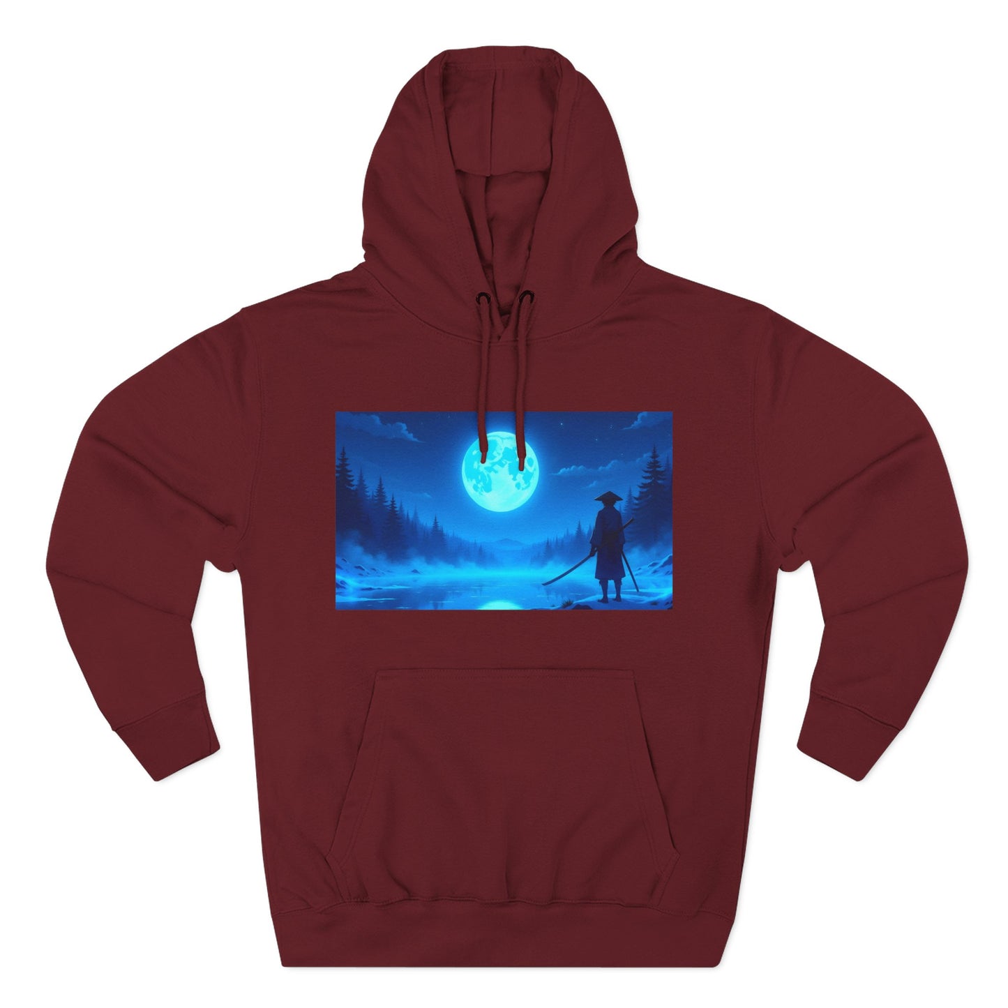 PeakChaosHQ - Moonlit Samurai Silhouette Fleece Hoodie
