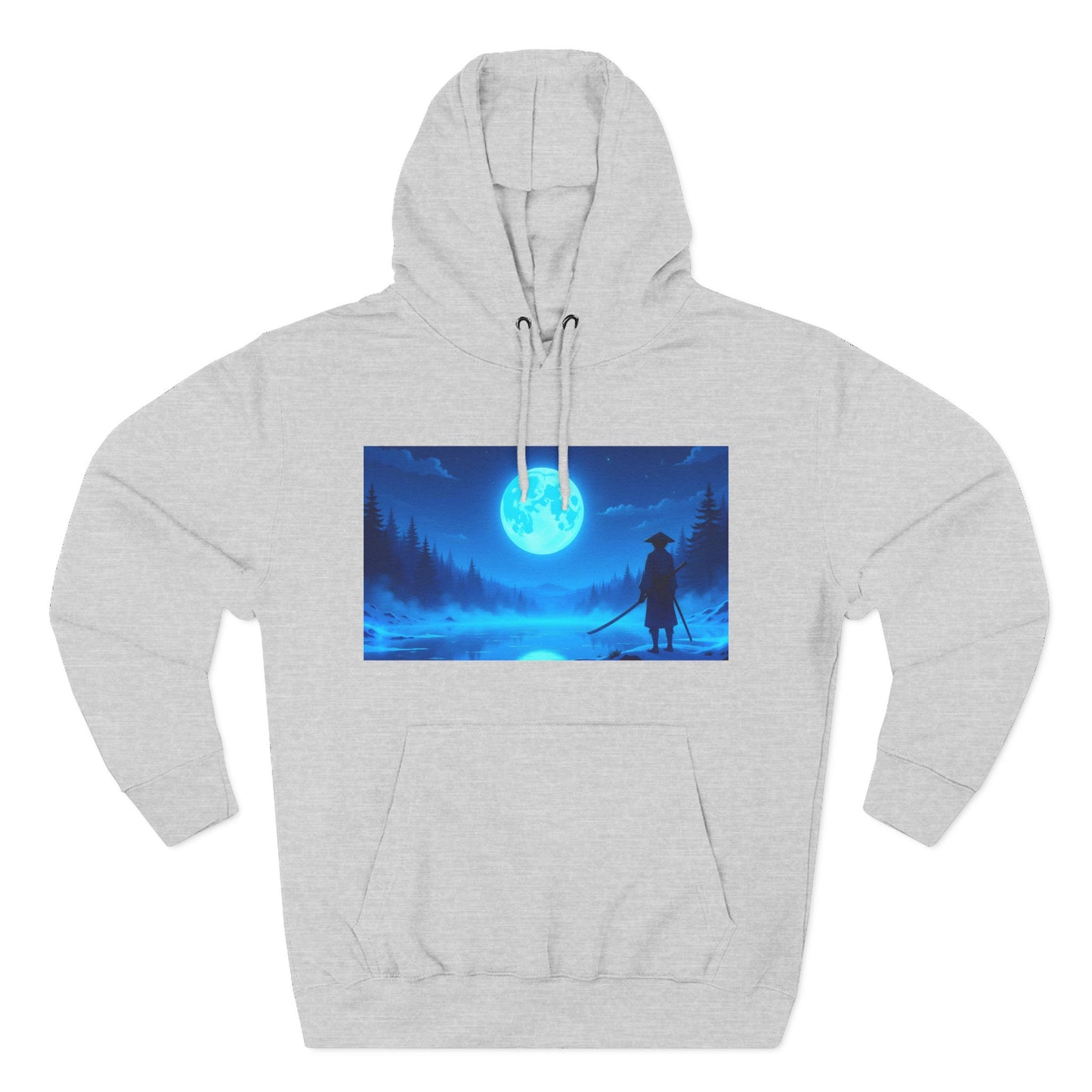 PeakChaosHQ - Moonlit Samurai Silhouette Fleece Hoodie