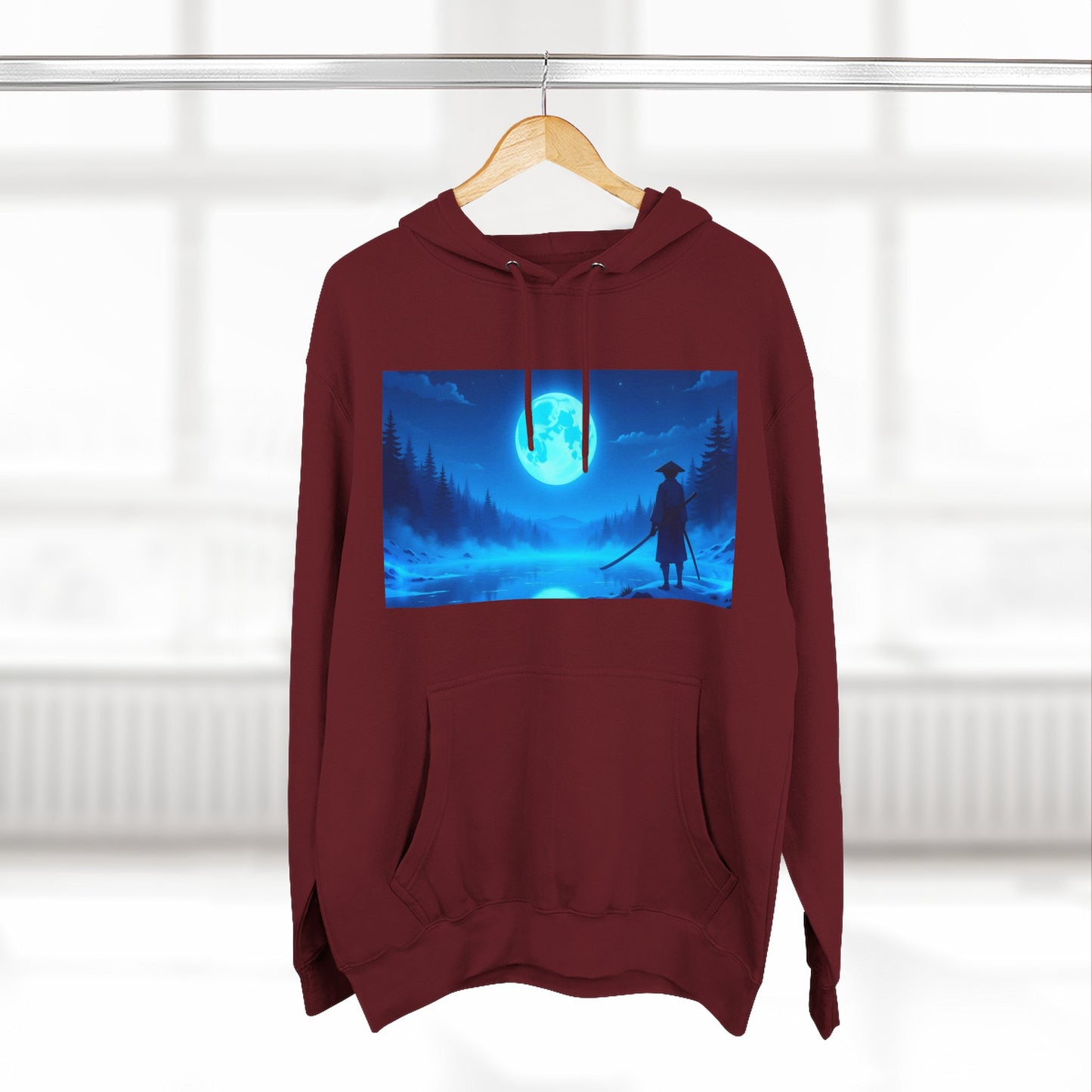 PeakChaosHQ - Moonlit Samurai Silhouette Fleece Hoodie