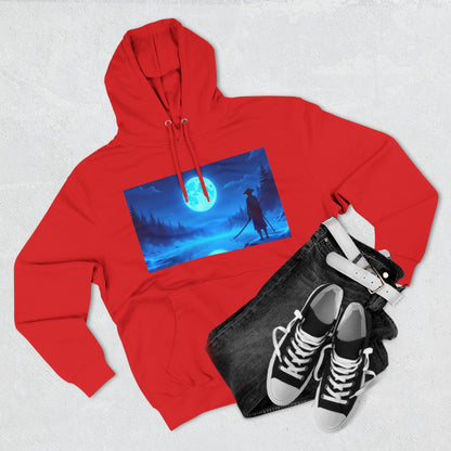 PeakChaosHQ - Moonlit Samurai Silhouette Fleece Hoodie