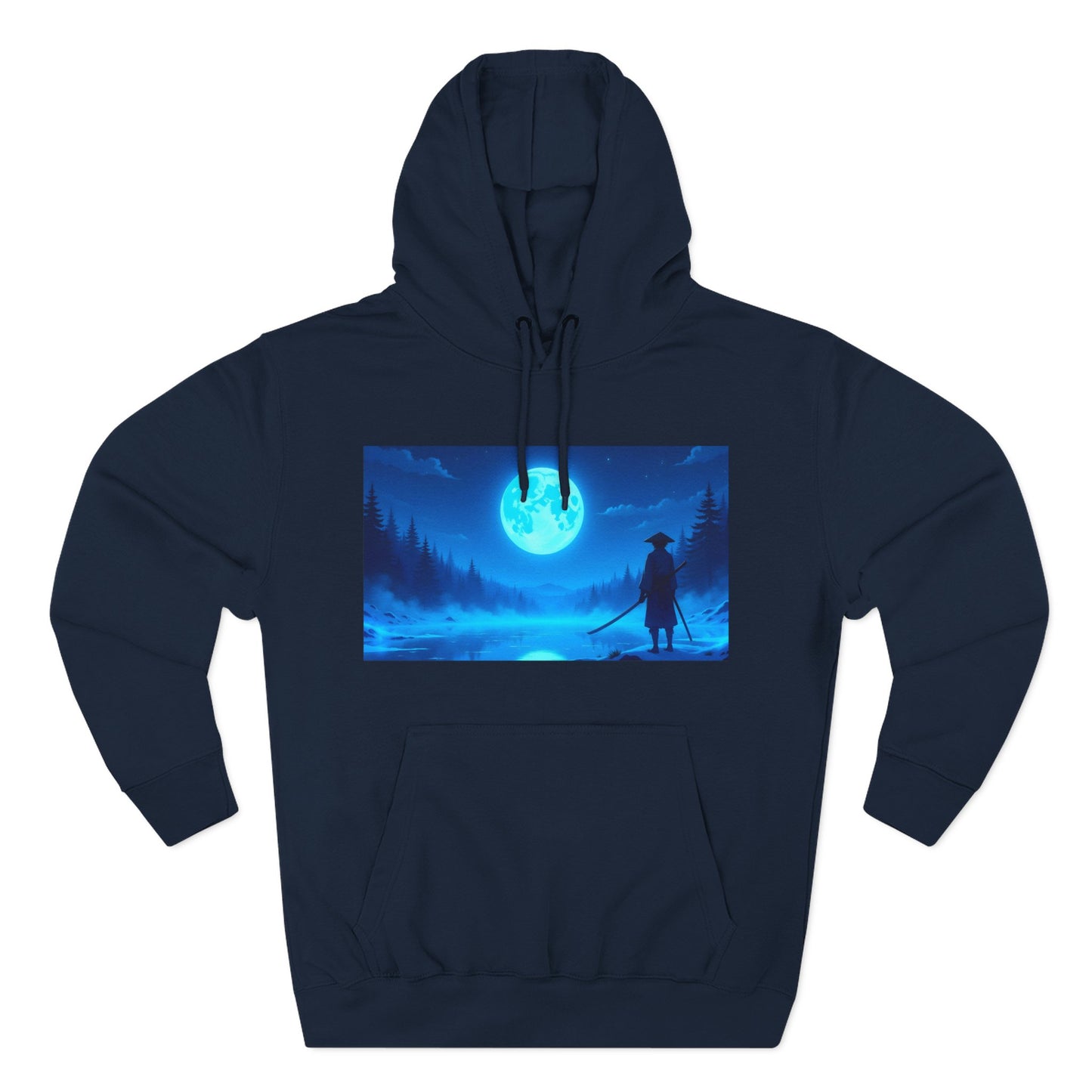 PeakChaosHQ - Moonlit Samurai Silhouette Fleece Hoodie