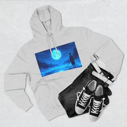 PeakChaosHQ - Moonlit Samurai Silhouette Fleece Hoodie