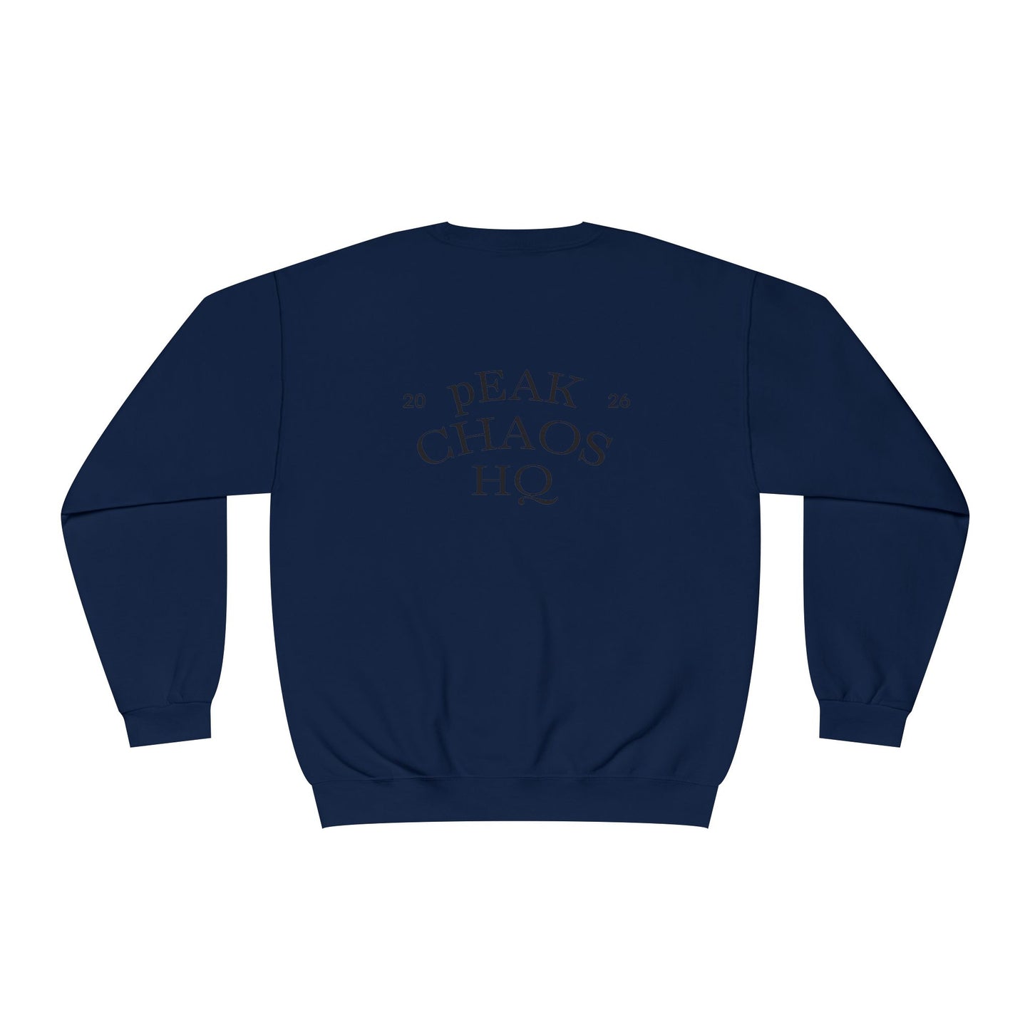 Peak Chaos Crewneck Sweatshirt — 'Peak Chaos Meets Clothing' Graphic
