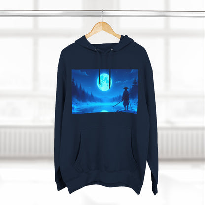 PeakChaosHQ - Moonlit Samurai Silhouette Fleece Hoodie