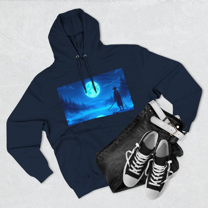PeakChaosHQ - Moonlit Samurai Silhouette Fleece Hoodie