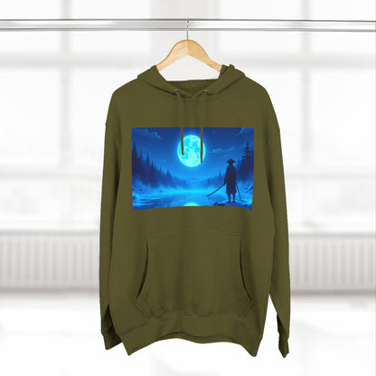 PeakChaosHQ - Moonlit Samurai Silhouette Fleece Hoodie