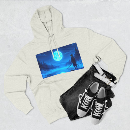 PeakChaosHQ - Moonlit Samurai Silhouette Fleece Hoodie