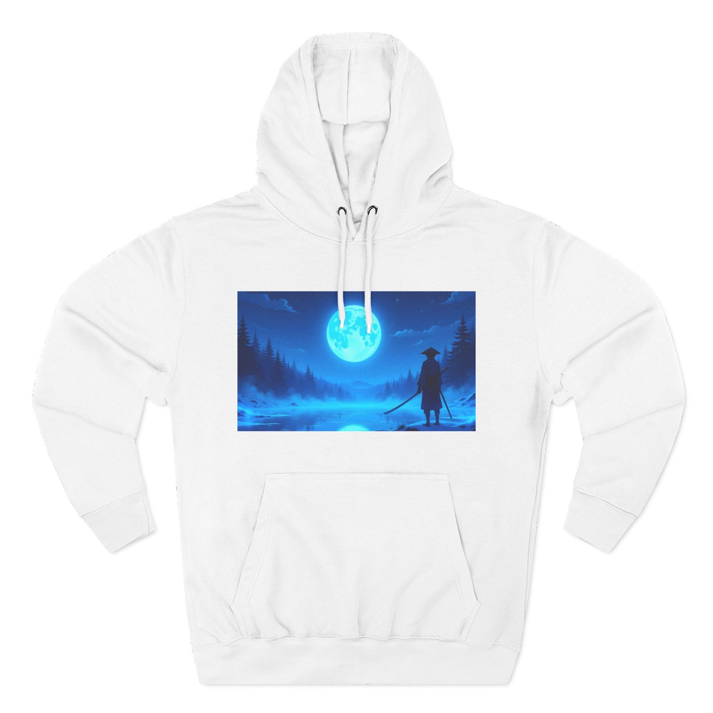 PeakChaosHQ - Moonlit Samurai Silhouette Fleece Hoodie